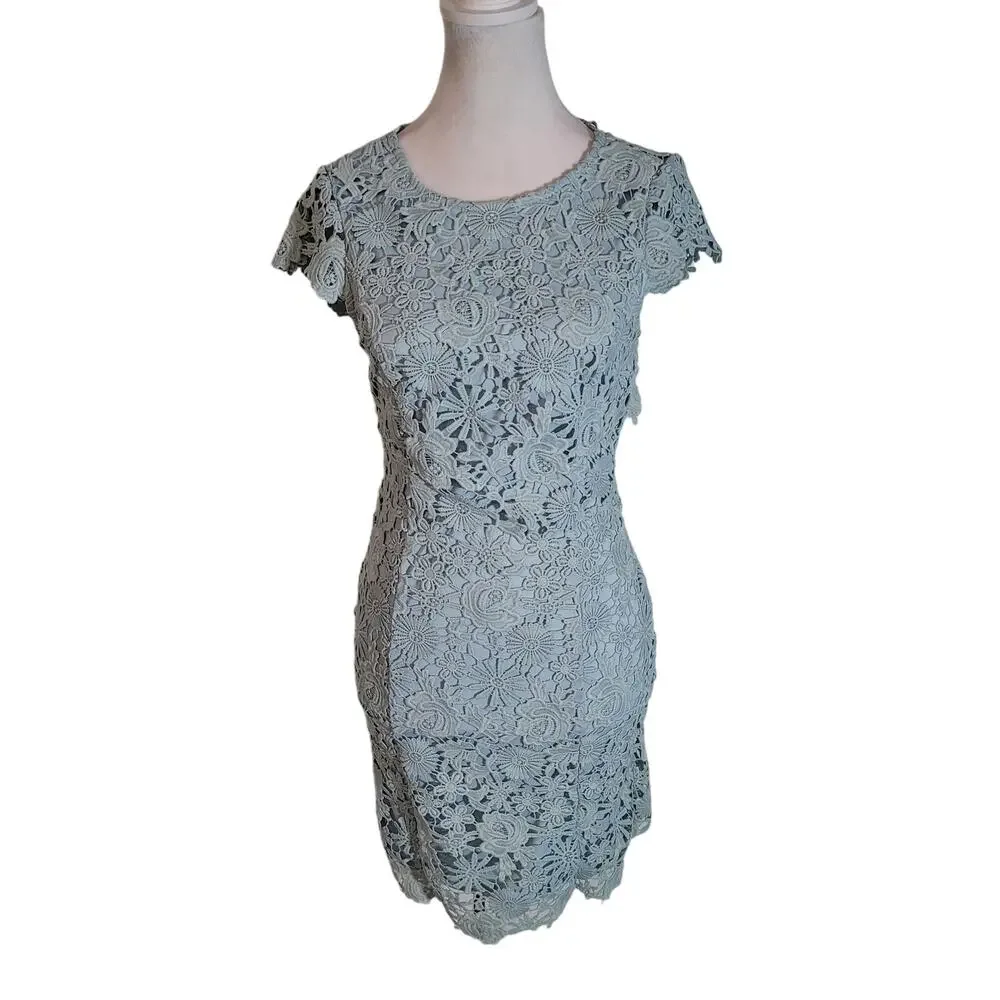 Lulus Size XS Lace Mini Dress Women Backless Romance Language Light Blue